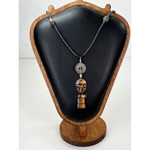 Vintage 2.5" Tall Hand Carved African Fertility Doll  Necklace.